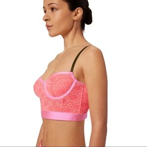 Parade Neon Pink Lace Love Note Bustier Bra NEW with tags